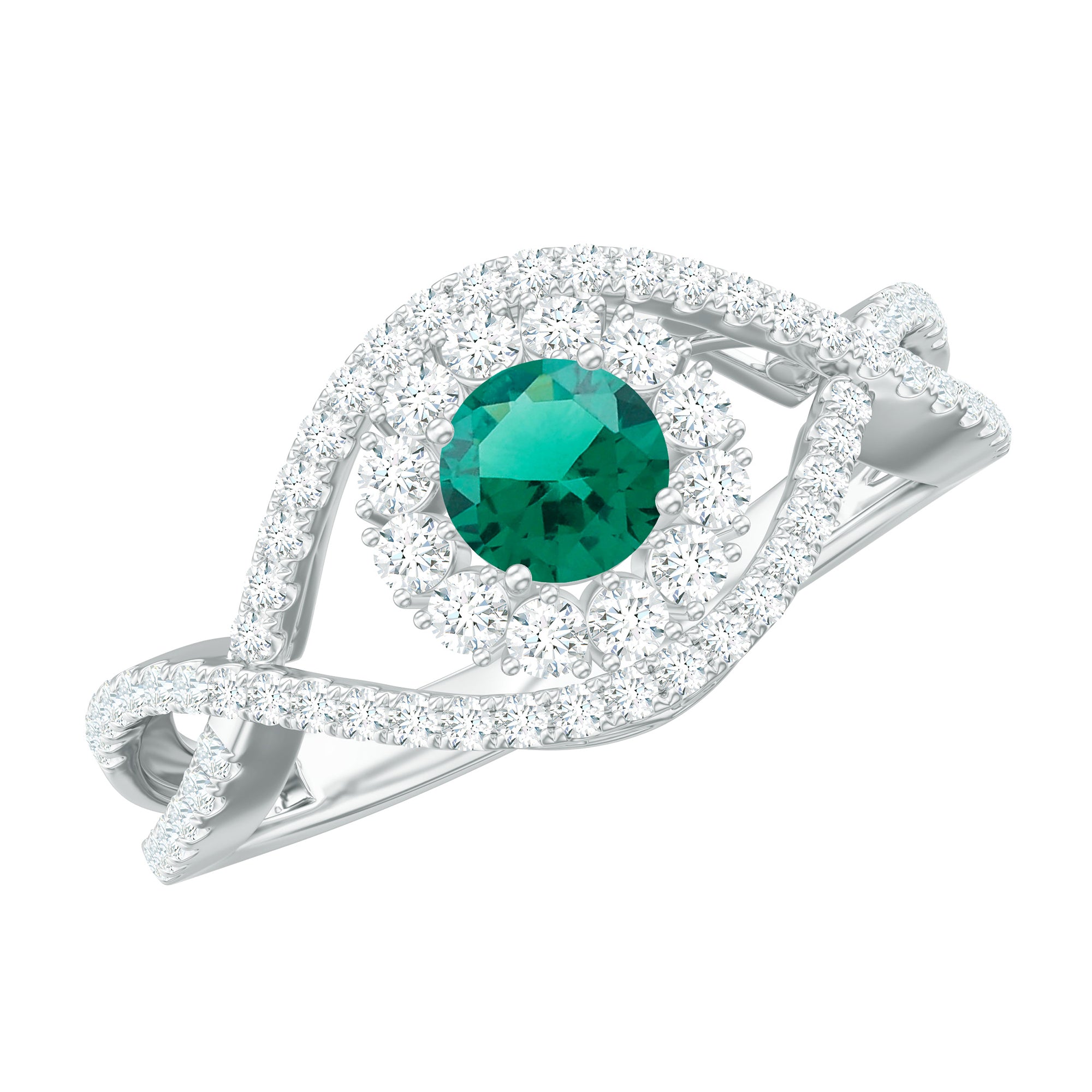 Rosec Jewels-Lab Grown Emerald and Diamond Crossover Ring