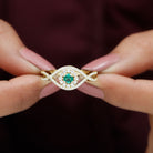 Rosec Jewels-Lab Grown Emerald and Diamond Crossover Ring