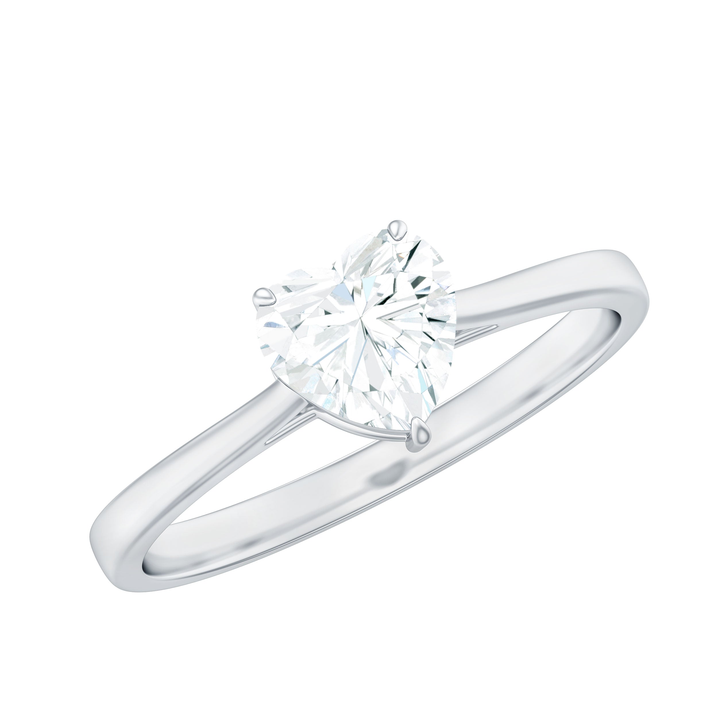 Rosec Jewels-Heart Shape Simple Solitaire Ring with Moissanite