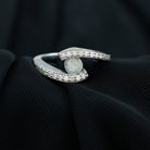 Rosec Jewels-Moonstone Bypass Engagement Ring with Diamond