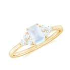 Rosec Jewels-1 CT Octagon Cut Moonstone Solitaire Ring with Diamond Trio