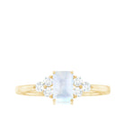 Rosec Jewels-1 CT Octagon Cut Moonstone Solitaire Ring with Diamond Trio