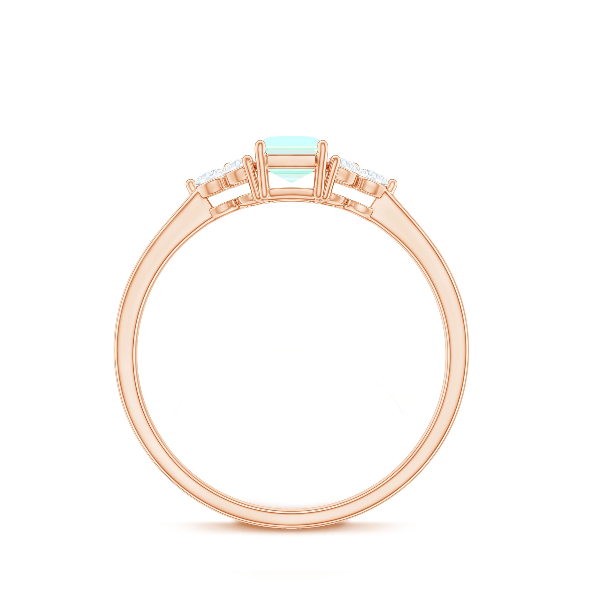 Rosec Jewels-Octagon Cut Ethiopian Opal Solitaire Ring with Diamond Trio