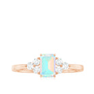 Rosec Jewels-Octagon Cut Ethiopian Opal Solitaire Ring with Diamond Trio