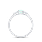 Rosec Jewels-Octagon Cut Ethiopian Opal Solitaire Ring with Diamond Trio