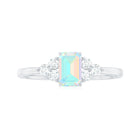 Rosec Jewels-Octagon Cut Ethiopian Opal Solitaire Ring with Diamond Trio