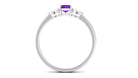 Rosec Jewels-Octagon Cut Amethyst Solitaire Ring with Diamond Trio