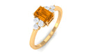 Rosec Jewels-1 CT Octagon Cut Citrine Solitaire Ring with Diamond Trio