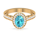 2 CT Swiss Blue Topaz and Diamond Engagement Ring with Milgrain Details Swiss Blue Topaz - ( AAA ) - Quality - Rosec Jewels