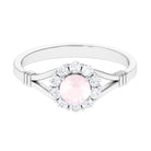 Rosec Jewels-1 CT Rose Quartz Flower Engagement Ring with Diamond Halo in Split Shank