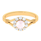 Rosec Jewels-1 CT Rose Quartz Flower Engagement Ring with Diamond Halo in Split Shank