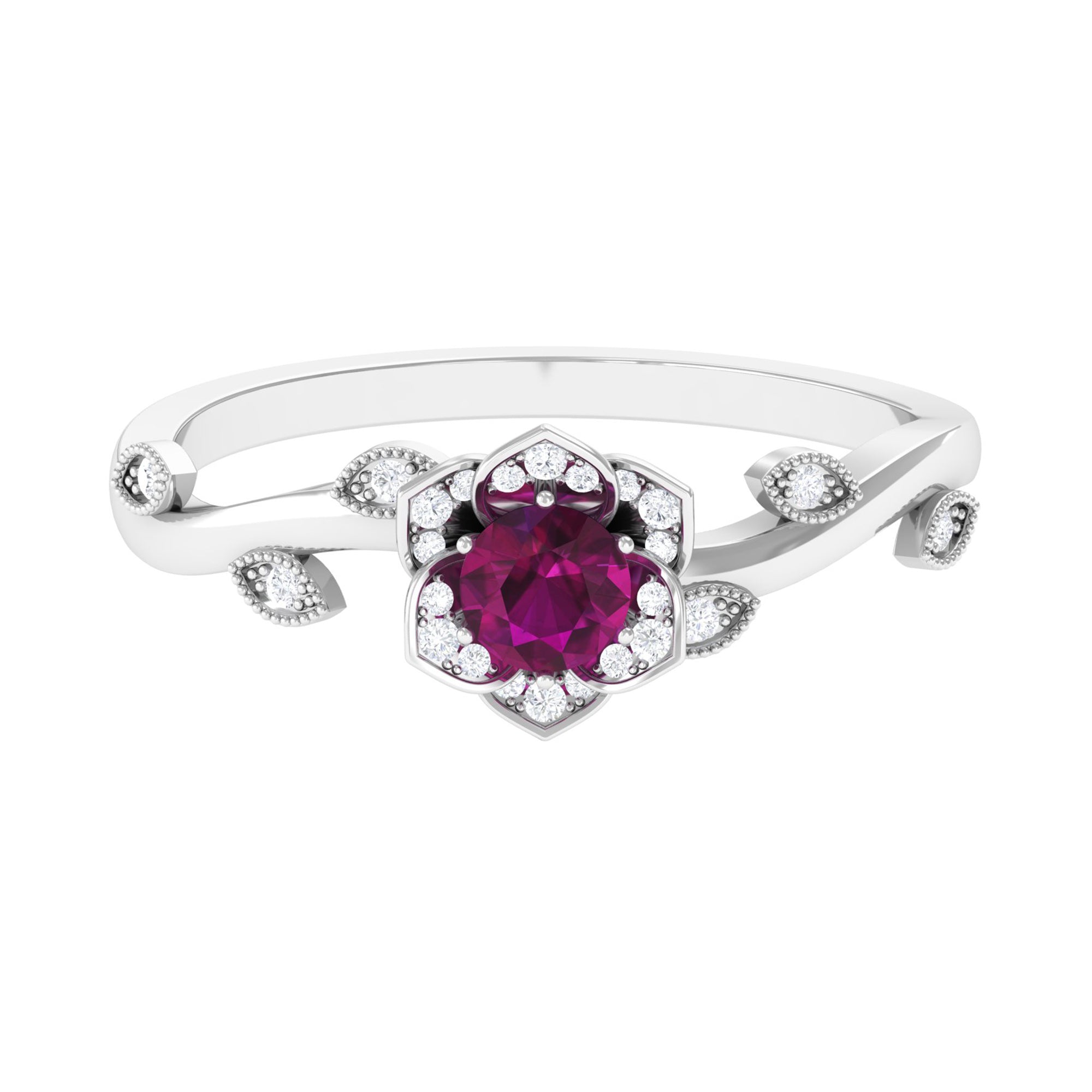 Rosec Jewels-Nature Inspired Rhodolite Garnet Engagement Ring