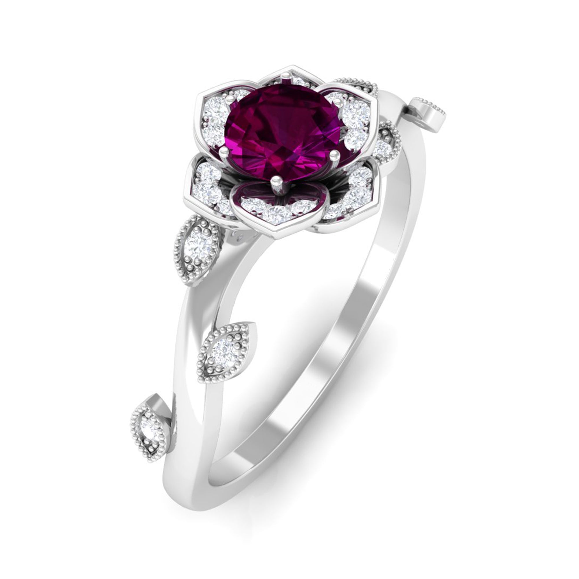 Rosec Jewels-Nature Inspired Rhodolite Garnet Engagement Ring