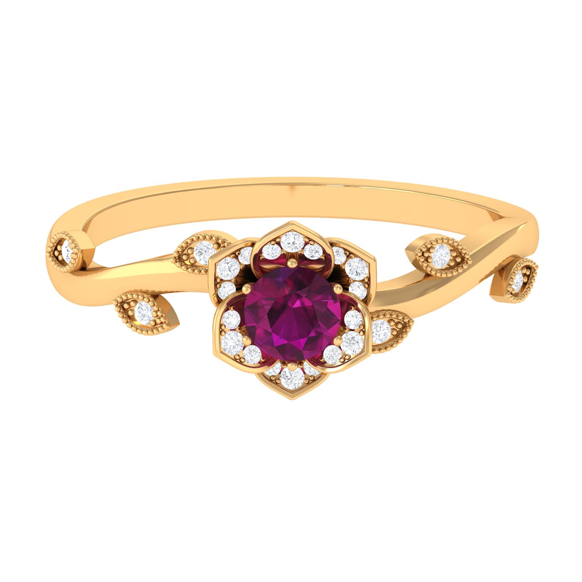 Rosec Jewels-Nature Inspired Rhodolite Garnet Engagement Ring