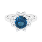 Rosec Jewels-London Blue Topaz Star Shape Engagement Ring with Diamond