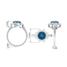 Rosec Jewels-London Blue Topaz Star Shape Engagement Ring with Diamond