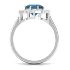 Rosec Jewels-London Blue Topaz Star Shape Engagement Ring with Diamond