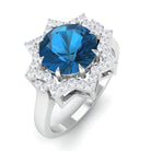 Rosec Jewels-London Blue Topaz Star Shape Engagement Ring with Diamond