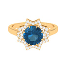 Rosec Jewels-London Blue Topaz Star Shape Engagement Ring with Diamond