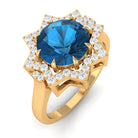 Rosec Jewels-London Blue Topaz Star Shape Engagement Ring with Diamond