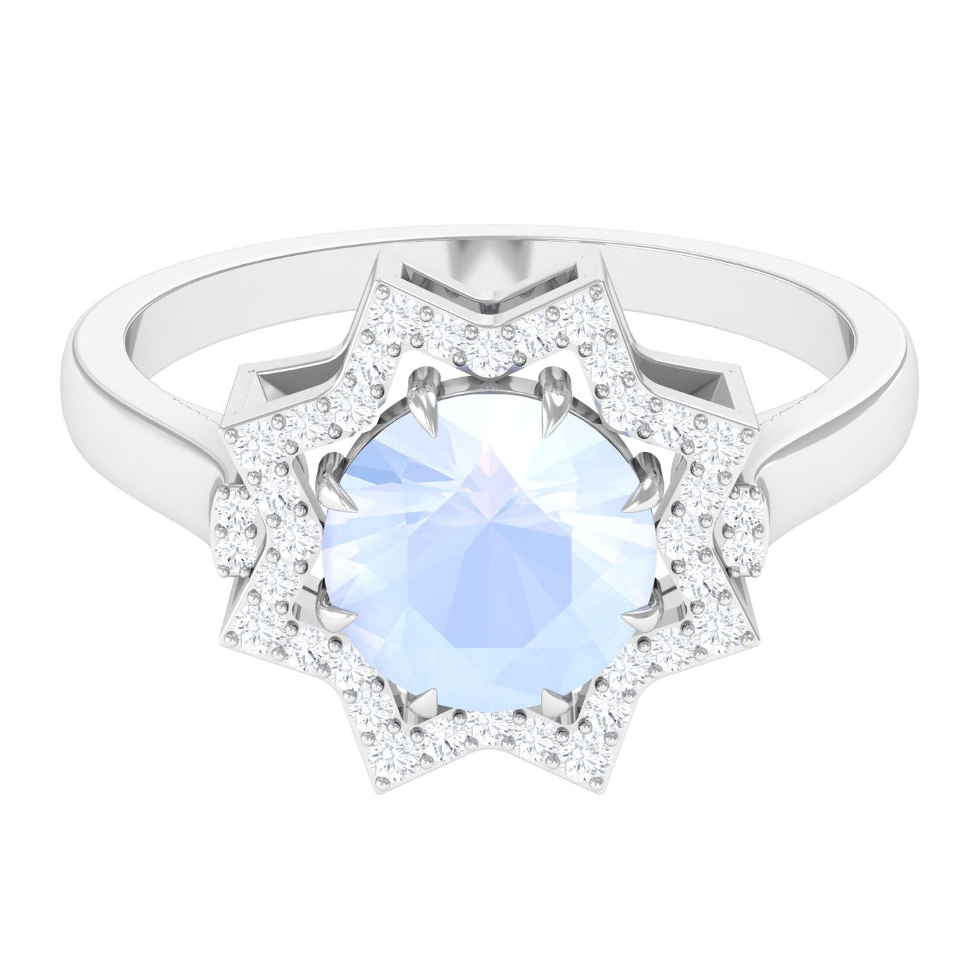 Rosec Jewels-1.25 CT Moonstone Star Shape Engagement Ring with Diamond