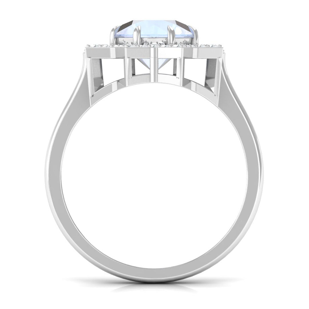 Rosec Jewels-1.25 CT Moonstone Star Shape Engagement Ring with Diamond