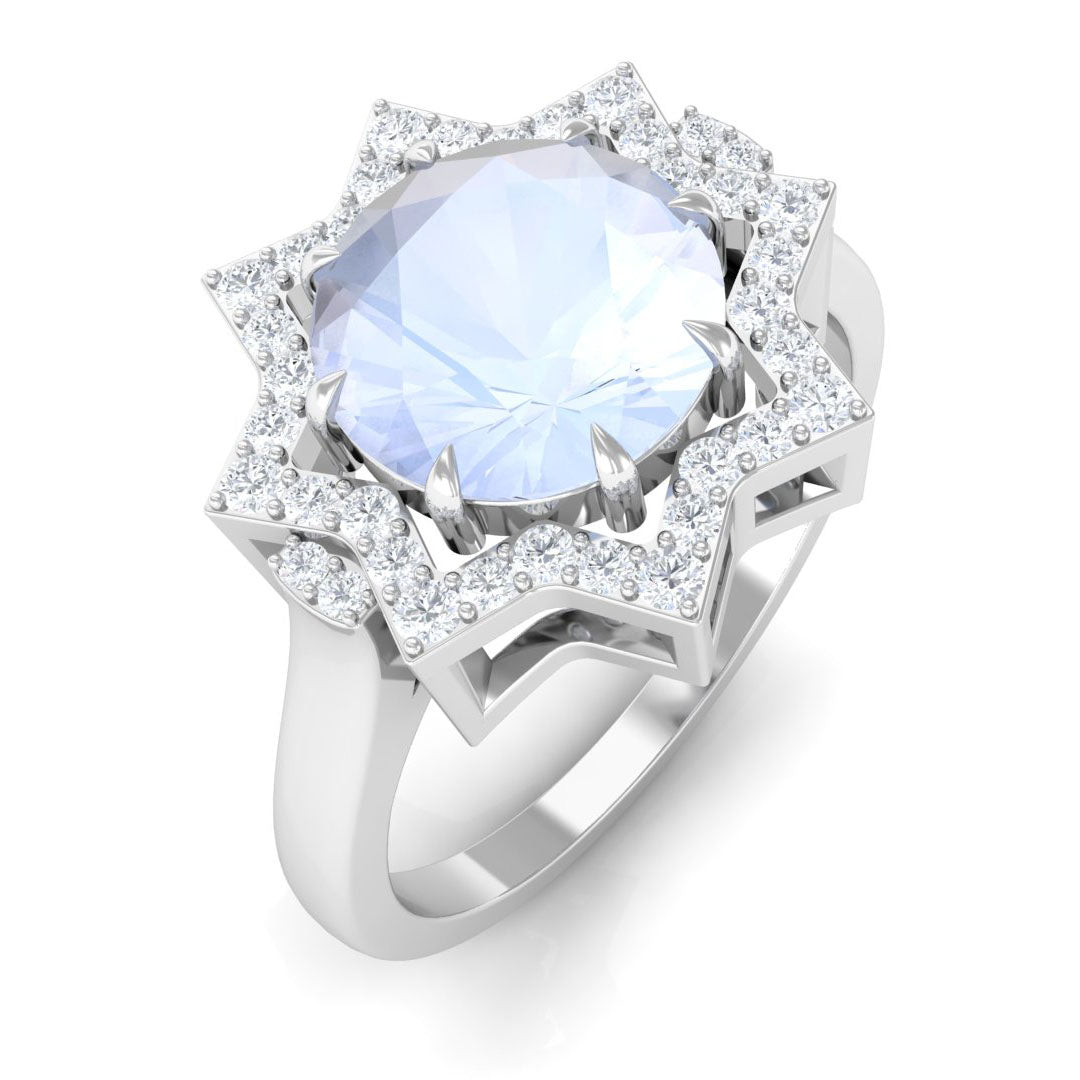 Rosec Jewels-1.25 CT Moonstone Star Shape Engagement Ring with Diamond