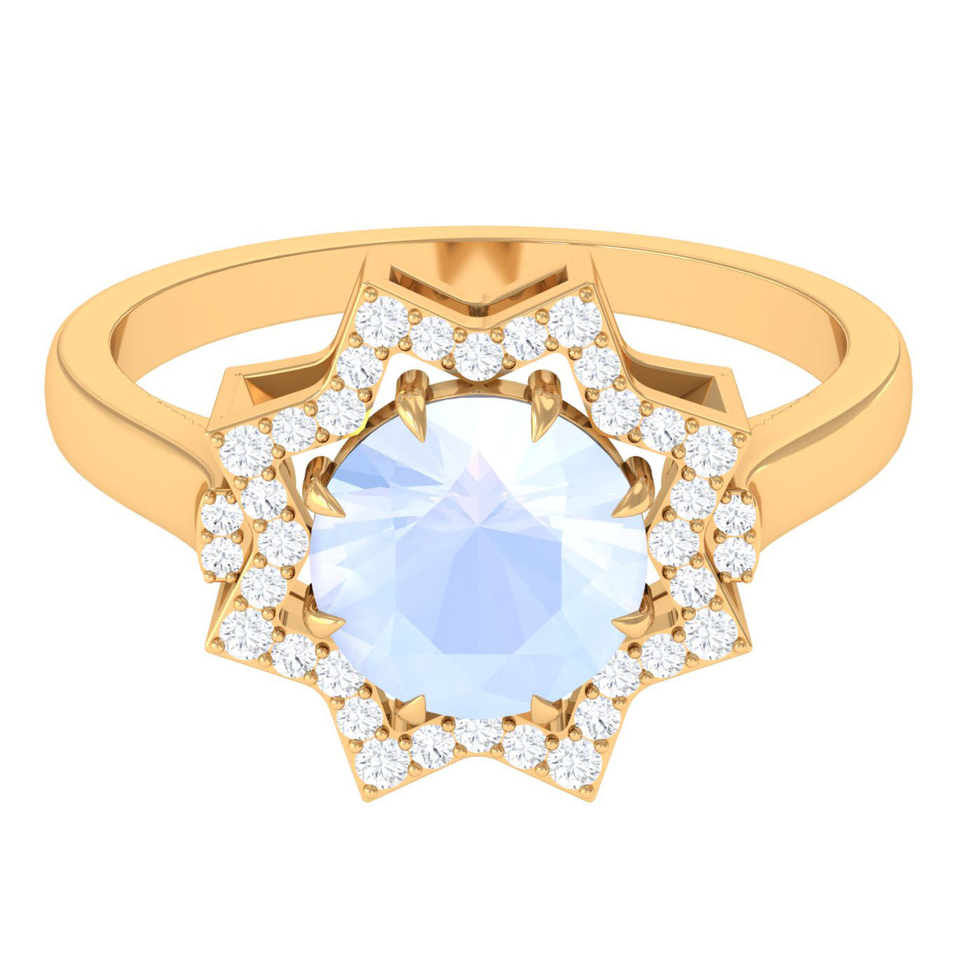 Rosec Jewels-1.25 CT Moonstone Star Shape Engagement Ring with Diamond