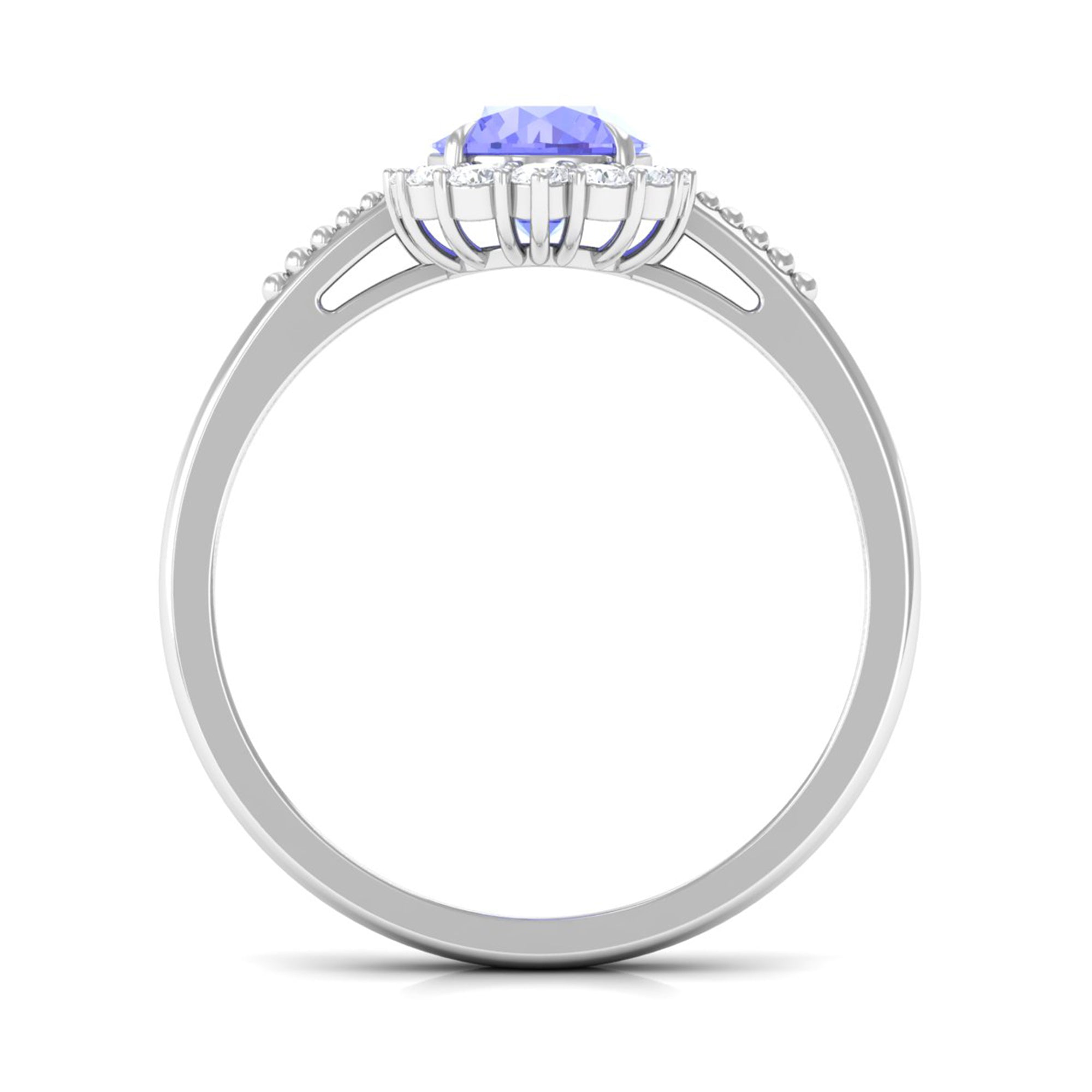 Rosec Jewels-1.25 CT Natural Tanzanite Engagement Ring with Diamond Accent