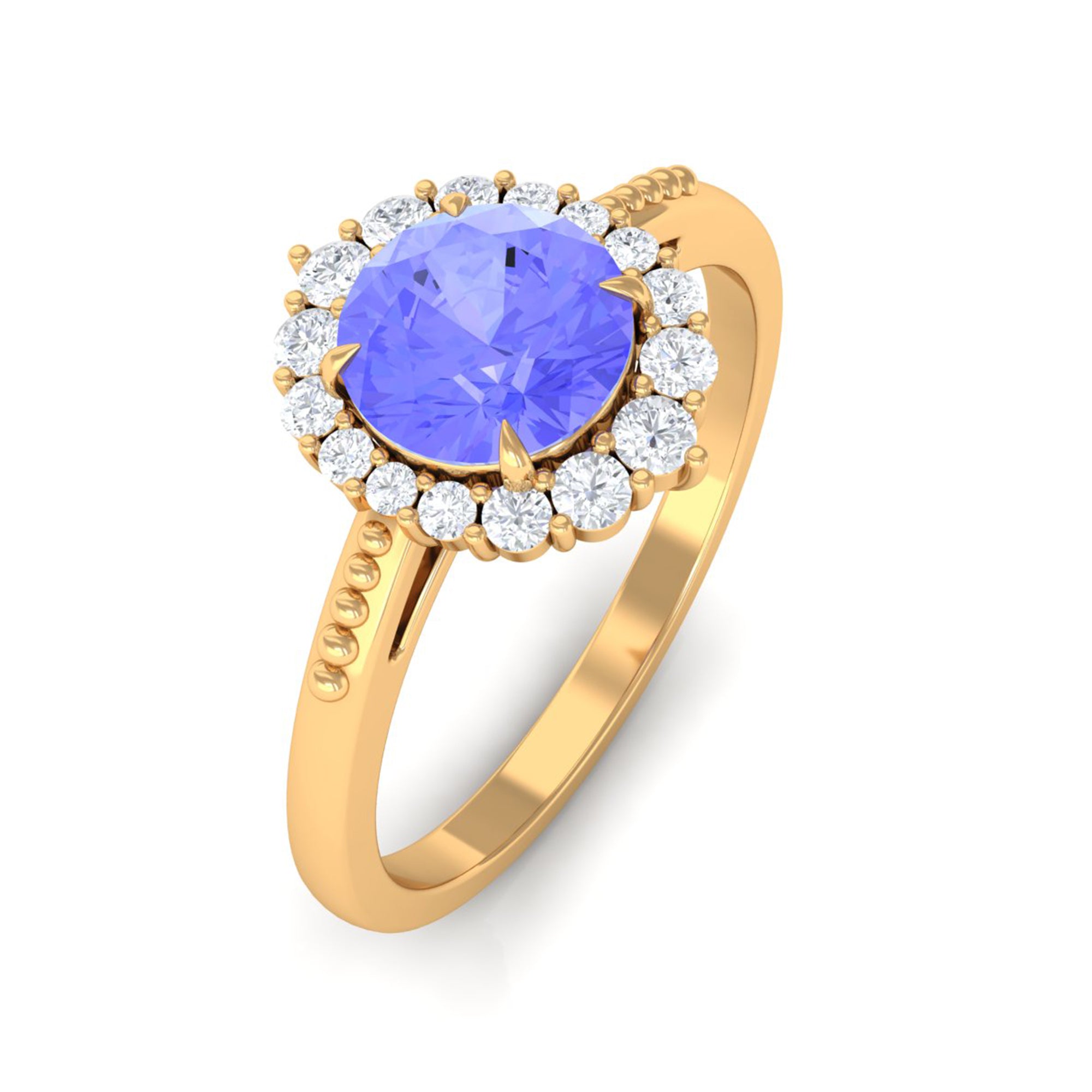 Rosec Jewels-1.25 CT Natural Tanzanite Engagement Ring with Diamond Accent