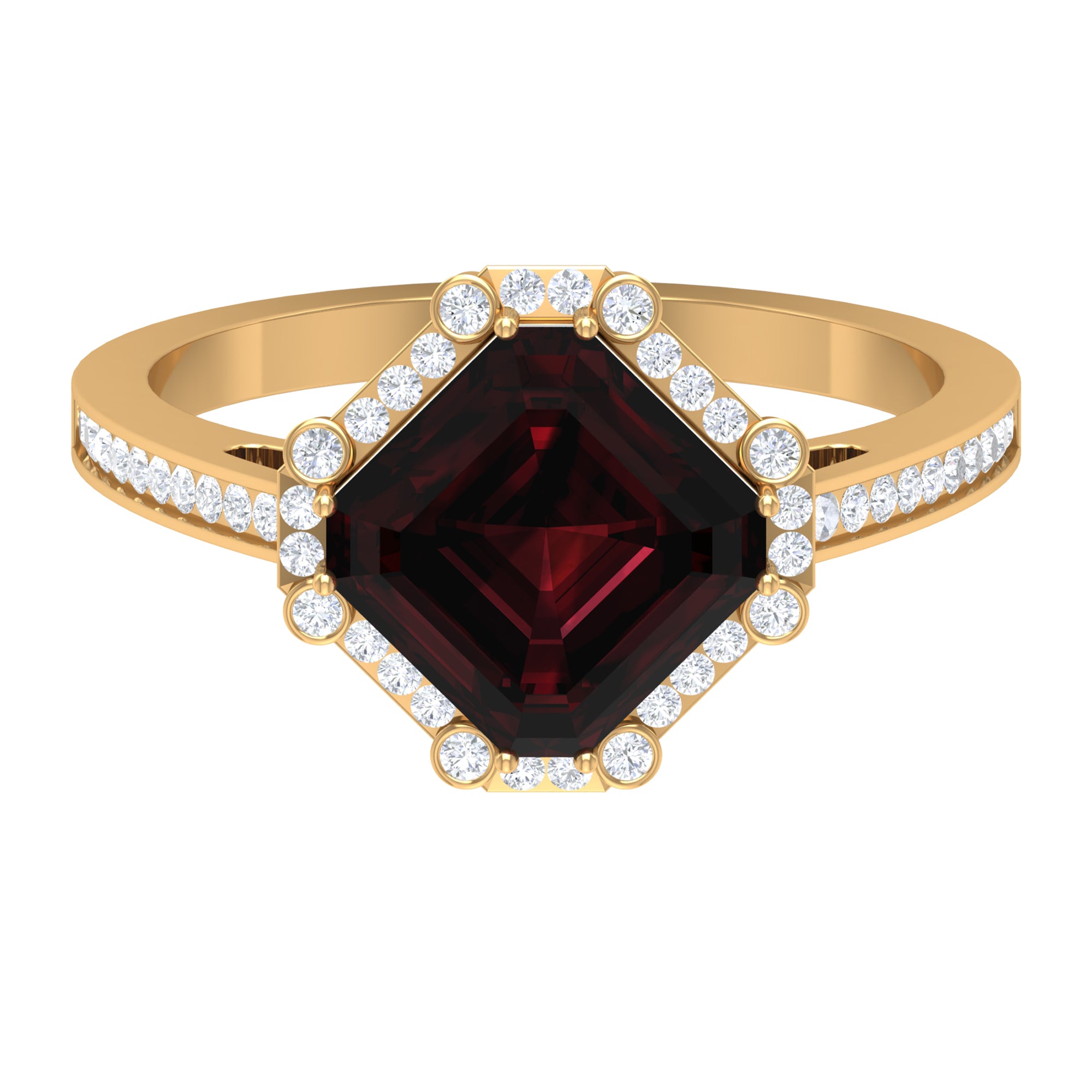 Rosec Jewels-3.75 CT Antique Garnet Engagement Ring with Diamond Accent