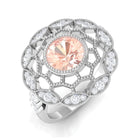 Rosec Jewels-Morganite and Diamond Flower Statement Ring