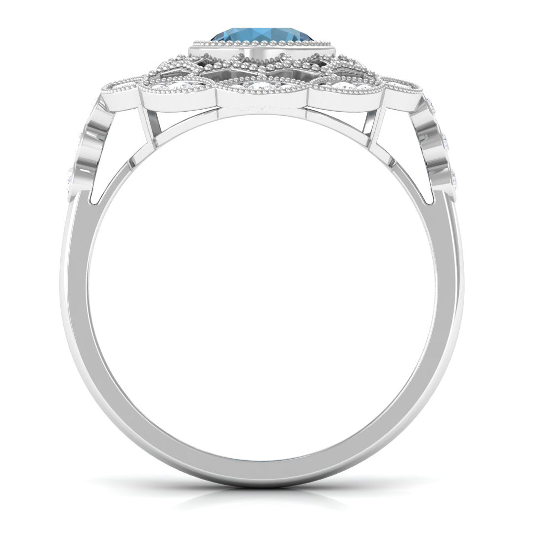 Rosec Jewels-London Blue Topaz and Diamond Cocktail Engagement Ring