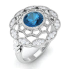 Rosec Jewels-London Blue Topaz and Diamond Cocktail Engagement Ring