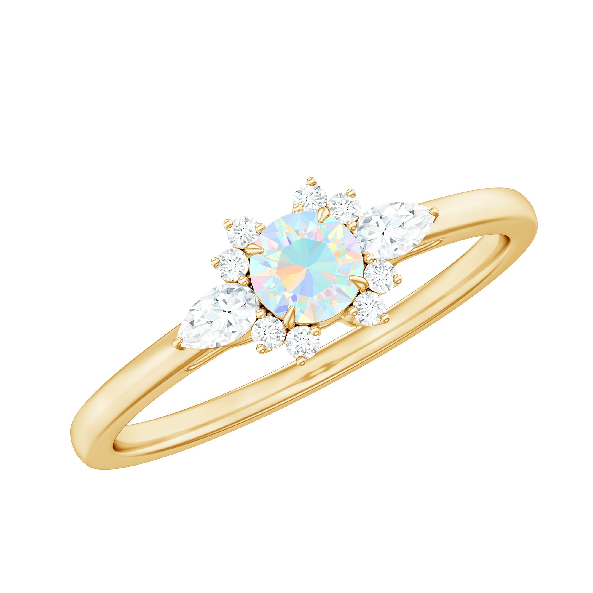 Rosec Jewels-1/2 CT Ethiopian Opal Promise Ring with Diamond Accent