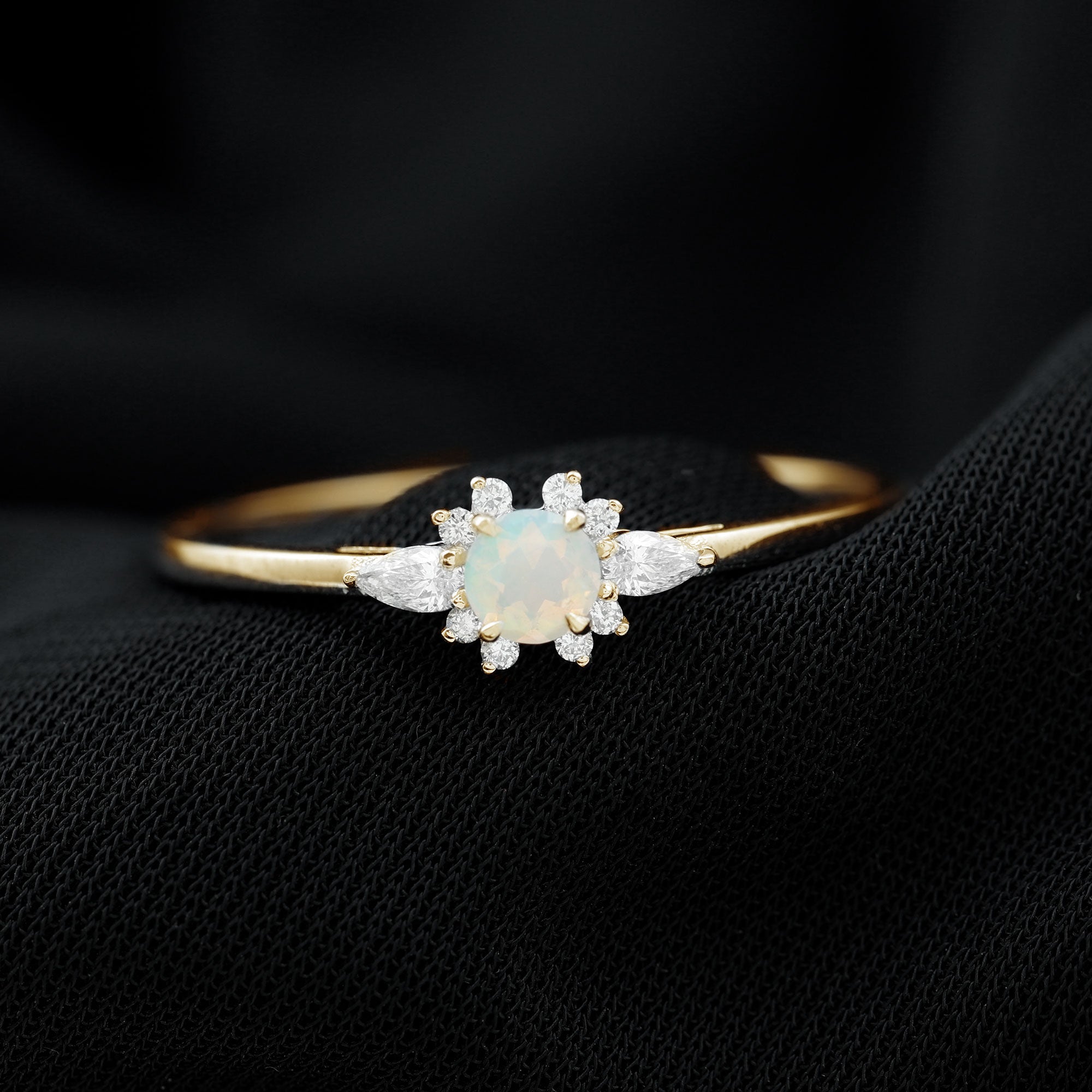 Rosec Jewels-1/2 CT Ethiopian Opal Promise Ring with Diamond Accent