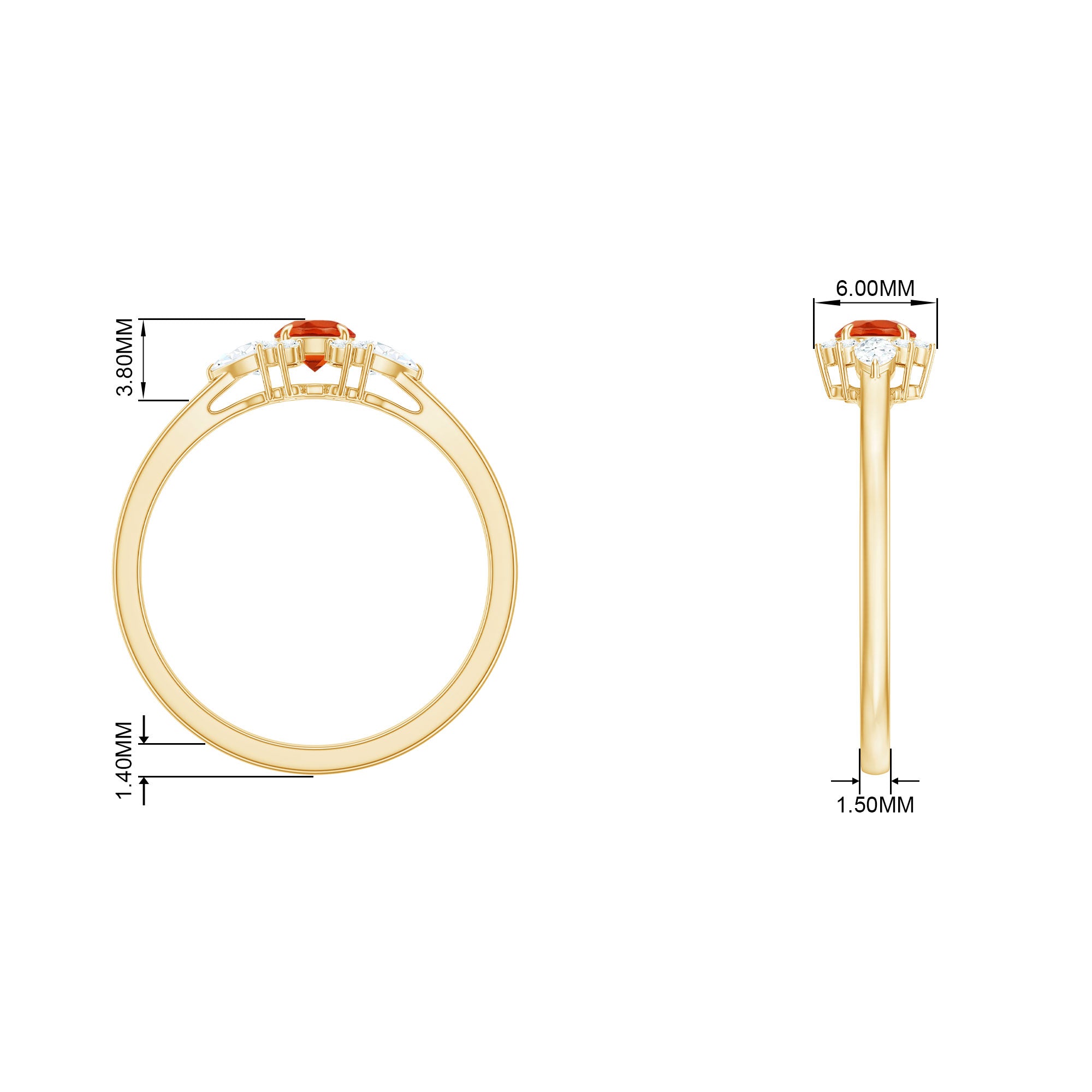 Rosec Jewels-Claw Set Round Fire Opal and Diamond Promise Ring