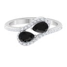 Rosec Jewels-Pear Shape Black Onyx and Diamond Bypass Engagement Ring