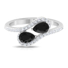 Rosec Jewels-Pear Shape Black Onyx and Diamond Bypass Engagement Ring