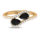 Rosec Jewels-Pear Shape Black Onyx and Diamond Bypass Engagement Ring