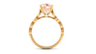 Rosec Jewels-Cushion Cut Morganite Engagement Ring with Moissanite and Gold Milgrain