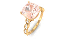 Rosec Jewels-Cushion Cut Morganite Engagement Ring with Moissanite and Gold Milgrain