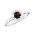 Rosec Jewels-1/2 CT Certified Garnet and Diamond Floating Halo Promise Ring