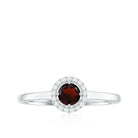 Rosec Jewels-1/2 CT Certified Garnet and Diamond Floating Halo Promise Ring