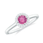 Rosec Jewels-Pink Tourmaline Promise Ring with Diamond Halo