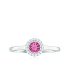 Rosec Jewels-Pink Tourmaline Promise Ring with Diamond Halo