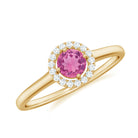 Rosec Jewels-Pink Tourmaline Promise Ring with Diamond Halo