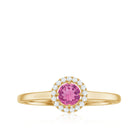 Rosec Jewels-Pink Tourmaline Promise Ring with Diamond Halo