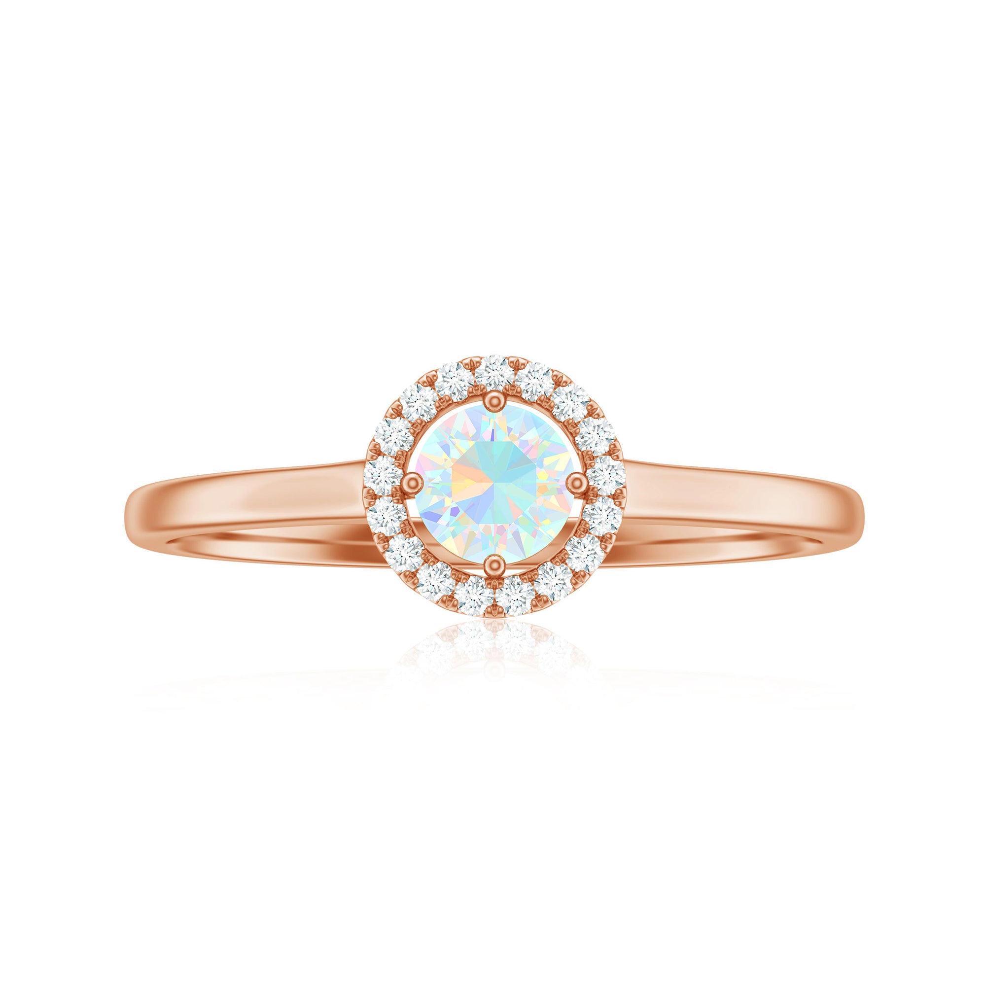 Rosec Jewels-Ethiopian Opal Promise Ring with Diamond Halo
