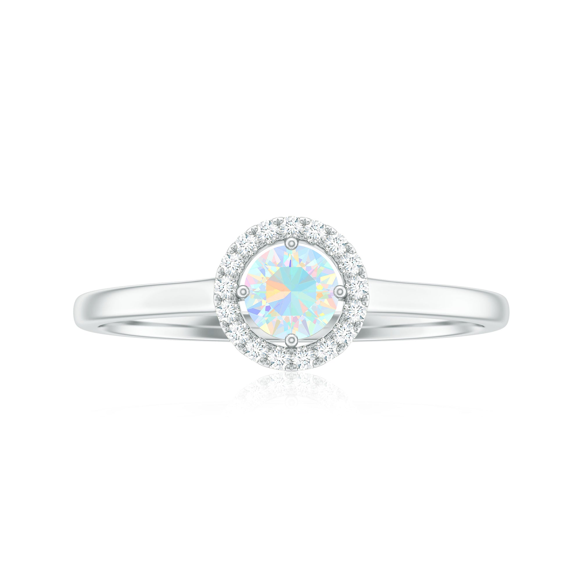 Rosec Jewels-Ethiopian Opal Promise Ring with Diamond Halo